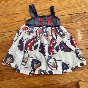 Adorable abstract Umbrella Print summer cotton Dress with pink button details